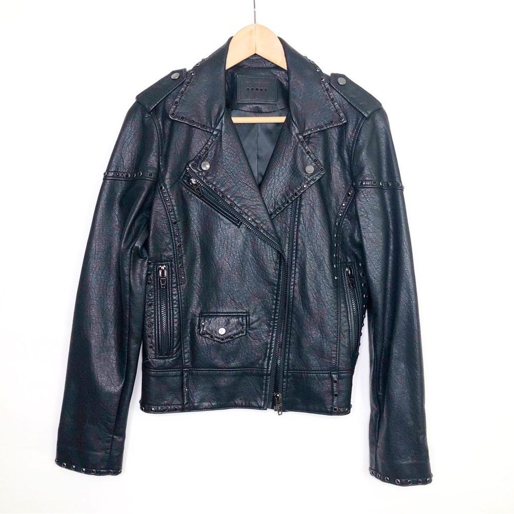 Blank NYC Small black studded vegan leather motorcycle jacket